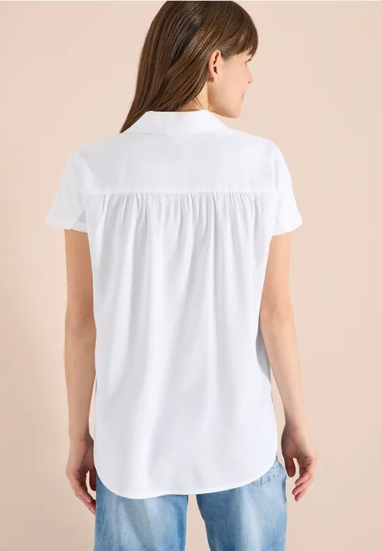 Basic Bluse mit Hemdkragen in Unifarbe