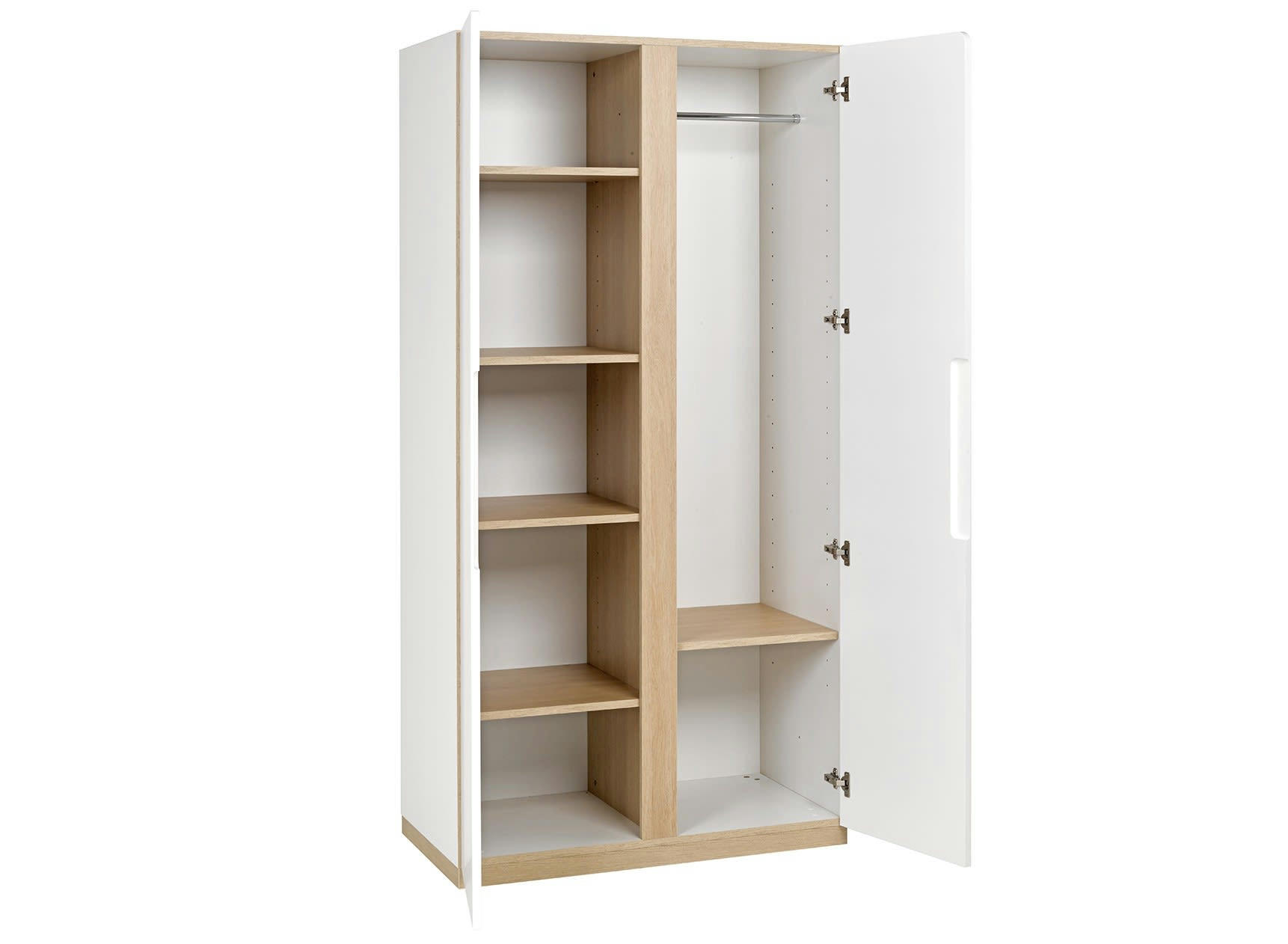 PRADO - Armoire 2 portes Blanc et Chêne Clair