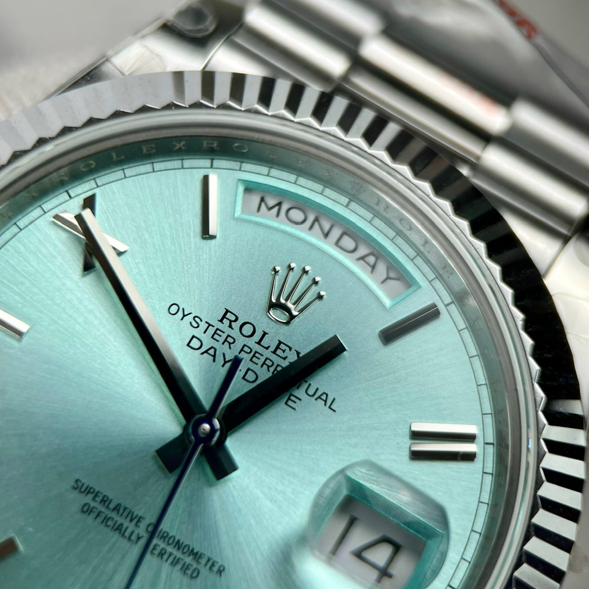 Rolex Day-Date 228236 904L Steel Ice Blue Dial 40mm Super Clone
