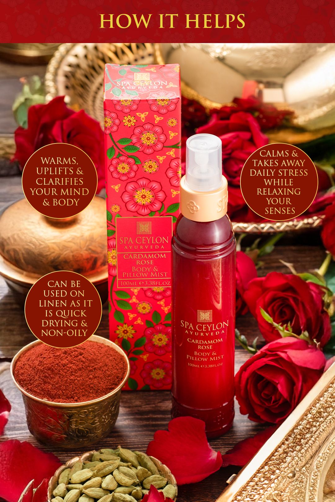 Spa Ceylon Cardamom Rose - Body & Pillow Mist-100ml