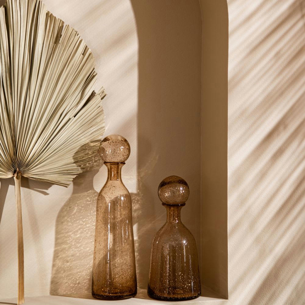 LUXOR - Flacon décoratif en verre ambré et doré H45