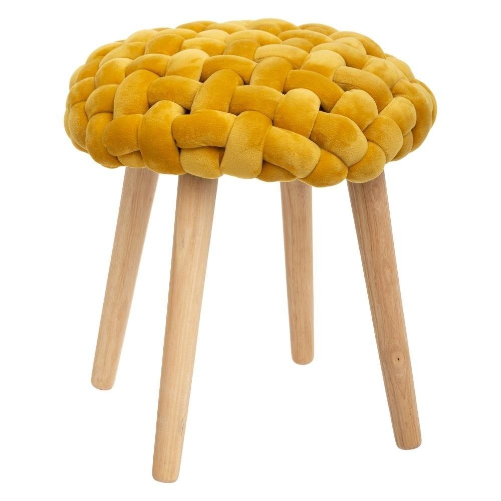 Taboret COSY z siedziskiem w kratkę, 43 cm