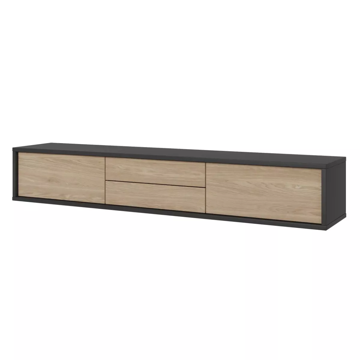 Szafka RTV FRIDA 2K2S 180cm antracyt/dąb olejowany