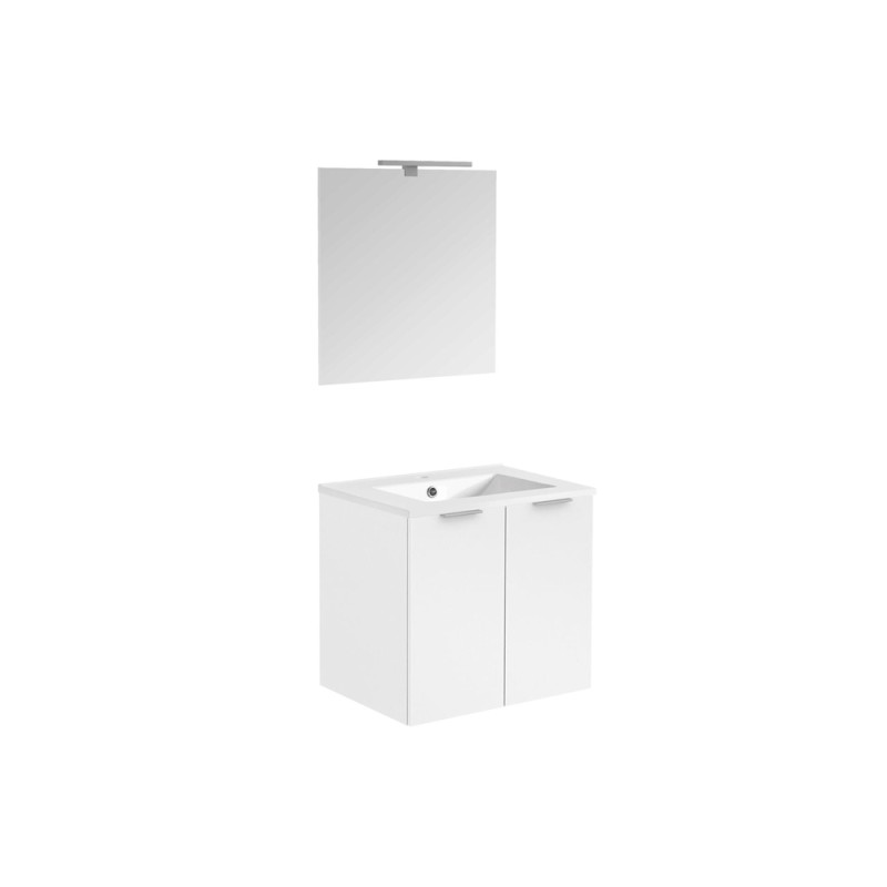 Ensemble de salle de bain avec vasque et miroir Euro Pack blanc brillant 60 cm ALLIBERT