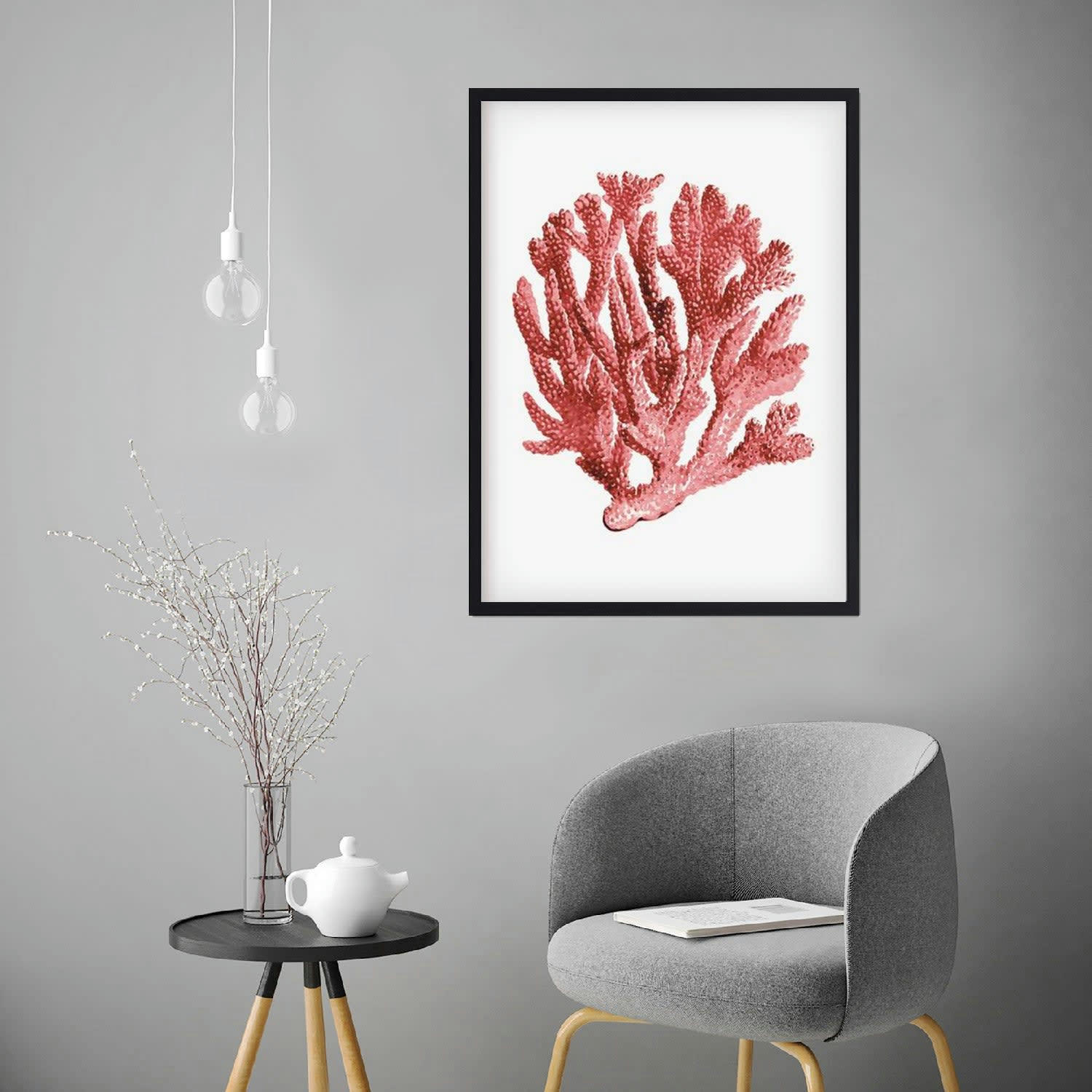 CORAL - Affiche avec cadre noir - Corail - 30x40