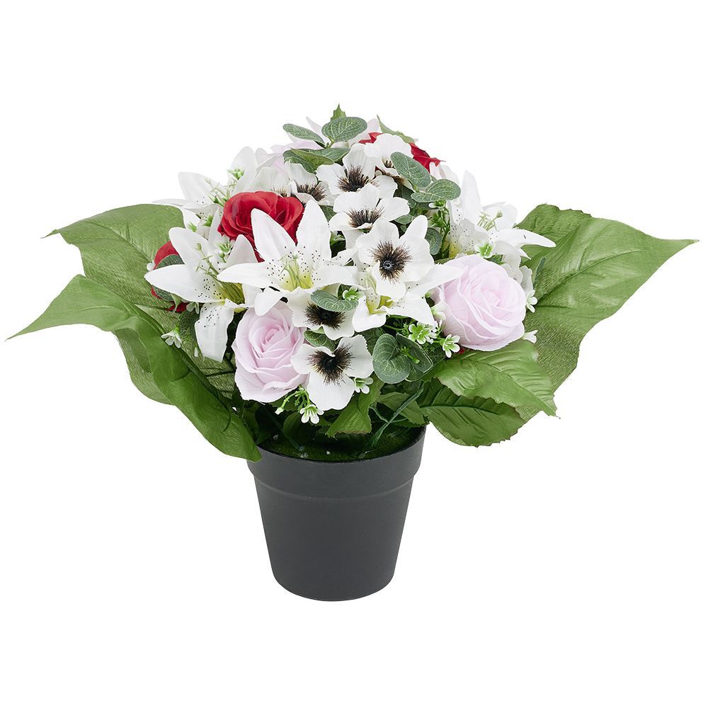 Pot lys et rose artificiel Ø30xH30cm