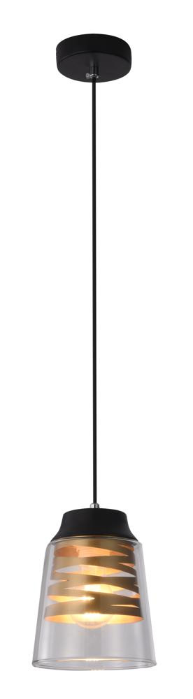 Lampa wisząca FRESNO czarny 1x60w e27 klosz bezbarwny