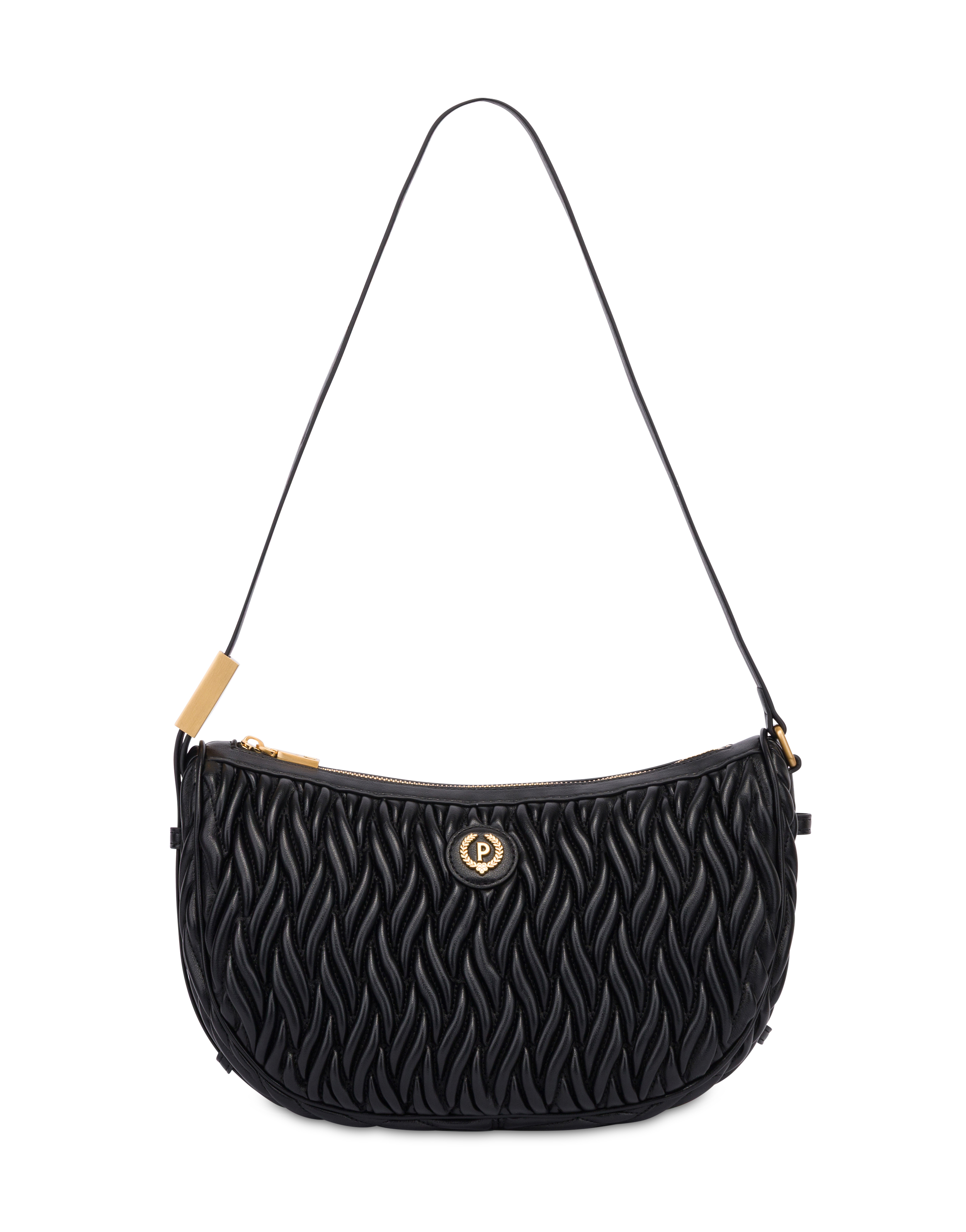 Borsa A Spalla Alba In Quilted Pu E Soft Pu Nero/nero