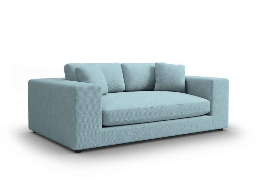 TENDANCE - Canapé 3 places en tissu structuré bleu clair