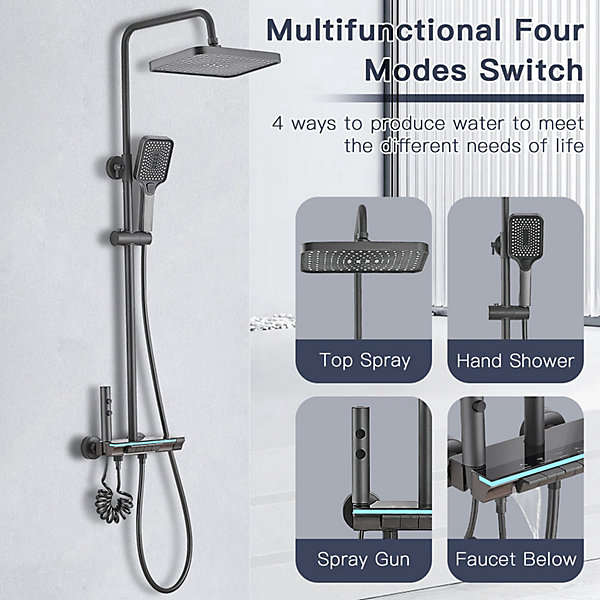 Colonne de douche avec éclairage d'ambiance, écran LED, réglage de la température de l'eau