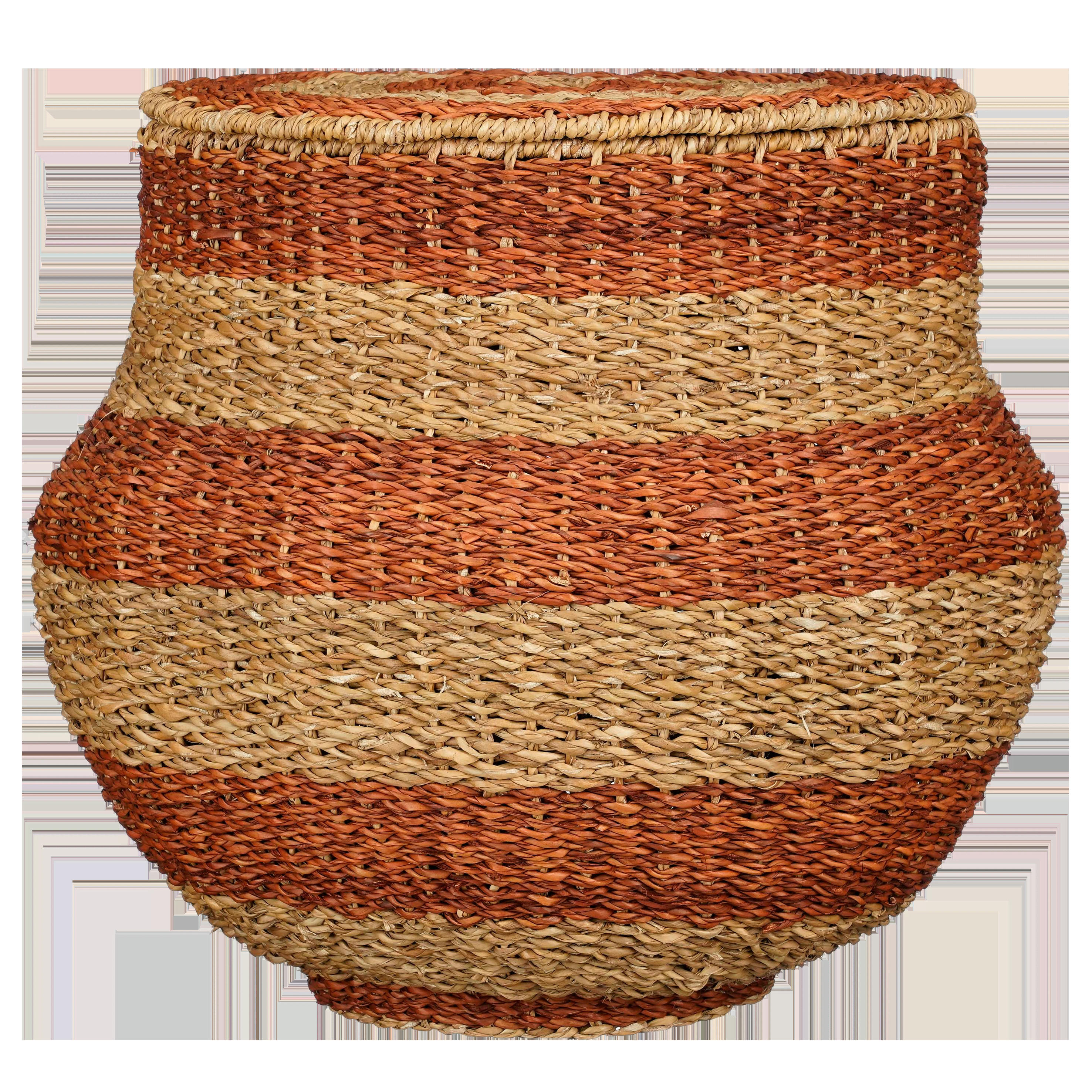 TACOMA - Panier de rangement avec couvercle en jute orange H48