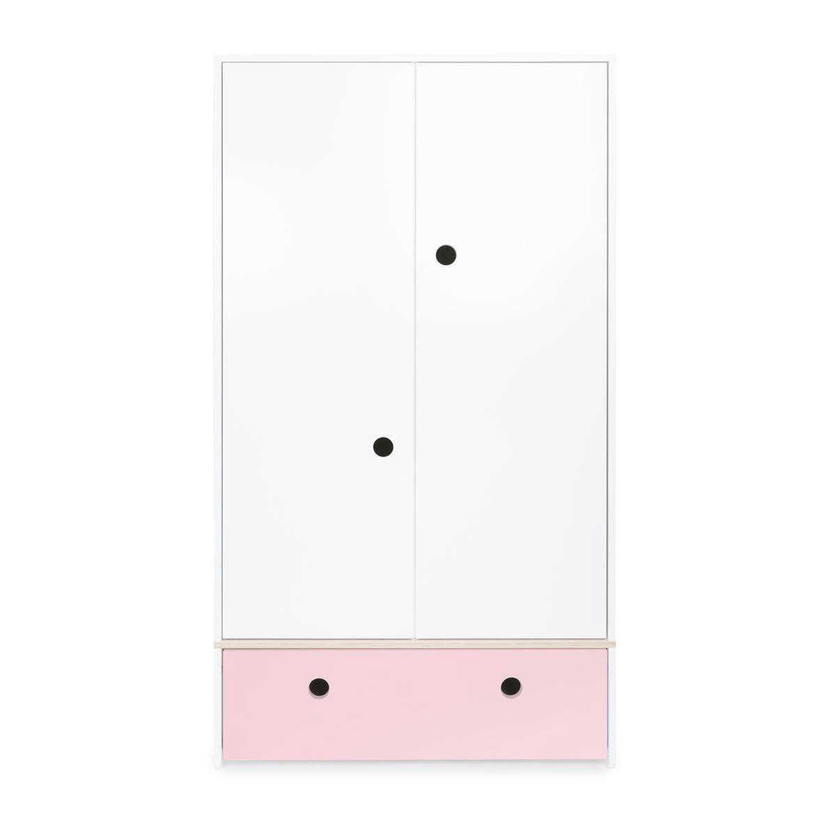 COLORFLEX - Armoire 2 portes façade tiroir rose pastel