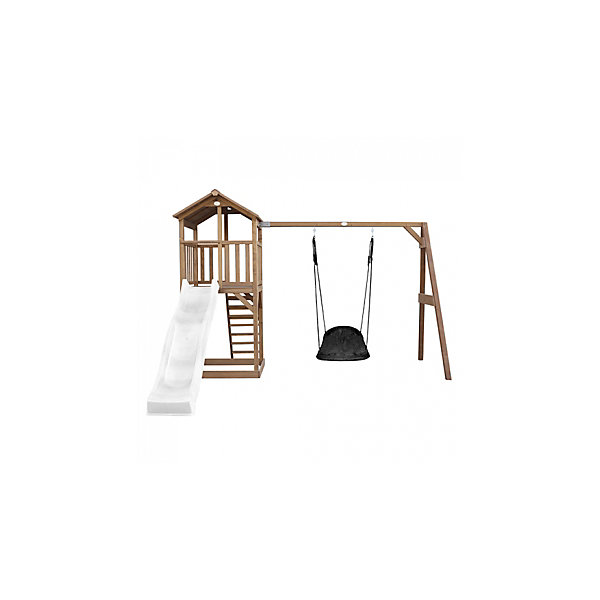 AXI Beach Tower avec Nid Roxy Balancoire Marron Toboggan Blanc