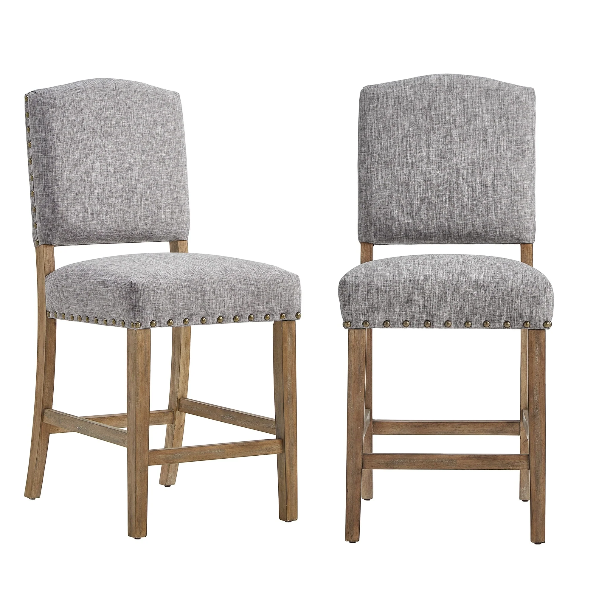 Krakova Premium Nailhead Upholstered Counter Height Chairs (Set of 2)