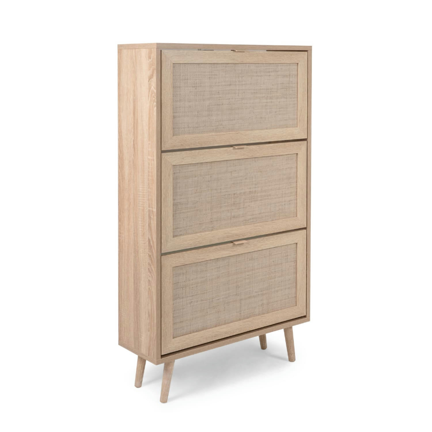 TIVAT - Meuble à chaussures en bois 3 tiroirs effet cannage