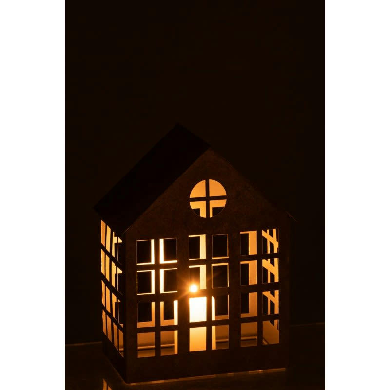 DELTA - Bougeoir maison fer argent H28cm