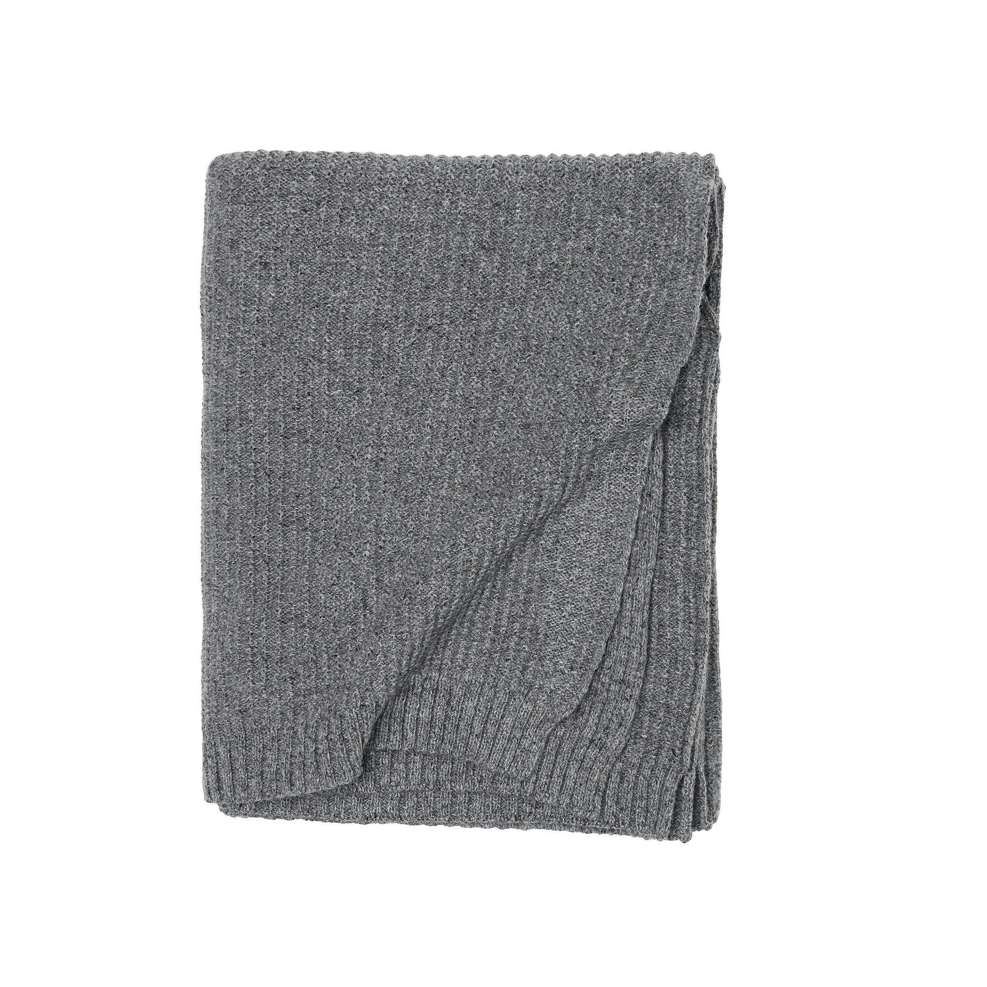 CHARLOTTE - Plaid en chaussettes recyclés 110 x 150 cm gris