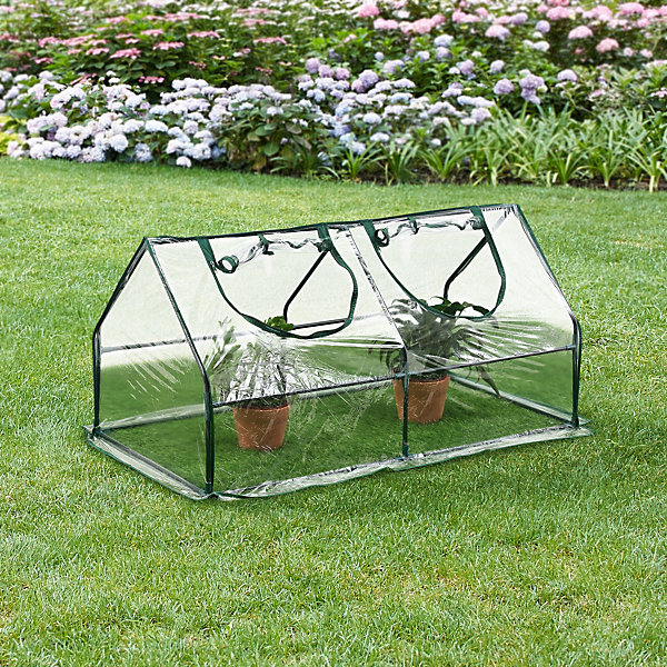 Châssis de jardin Laubach à 2 fenêtres en acier et PVC 120 x 60 x 60 cm en.casa