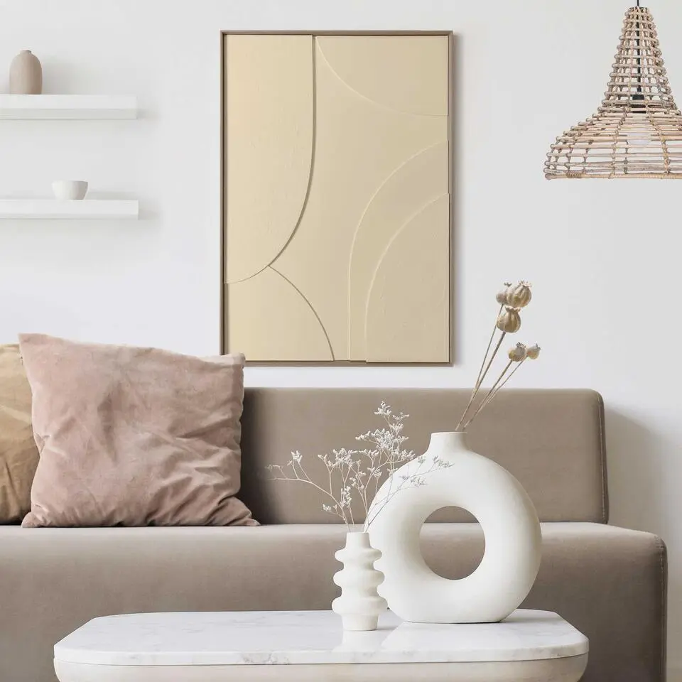 Schilderij 3D Art Terrace - sand - 70 x 50 - Beige