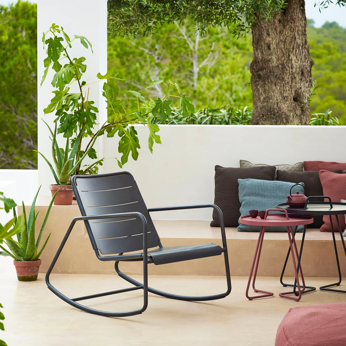 Cane-line - Copenhagen Schaukelstuhl Outdoor, lava grey / aluminium