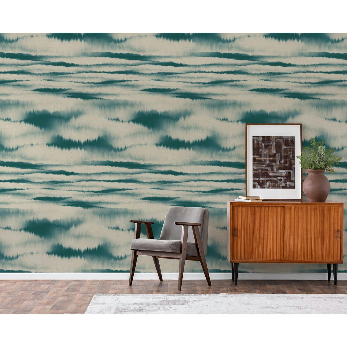 BAÃNA GREEN - Papier peint panoramique en Papier Bleu cÃ©ladon  284x275