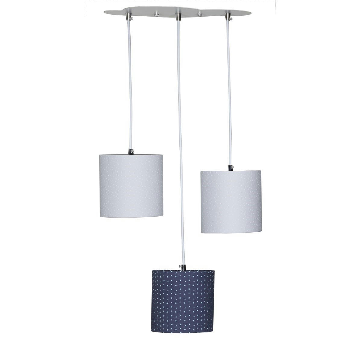 MERLIN - Suspension Lumineuse Trio Plafonnier en coton gris