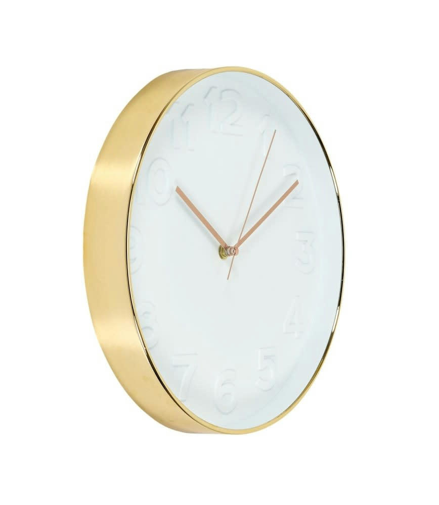 - Horloge ronde blanche cuivre D30,5cm