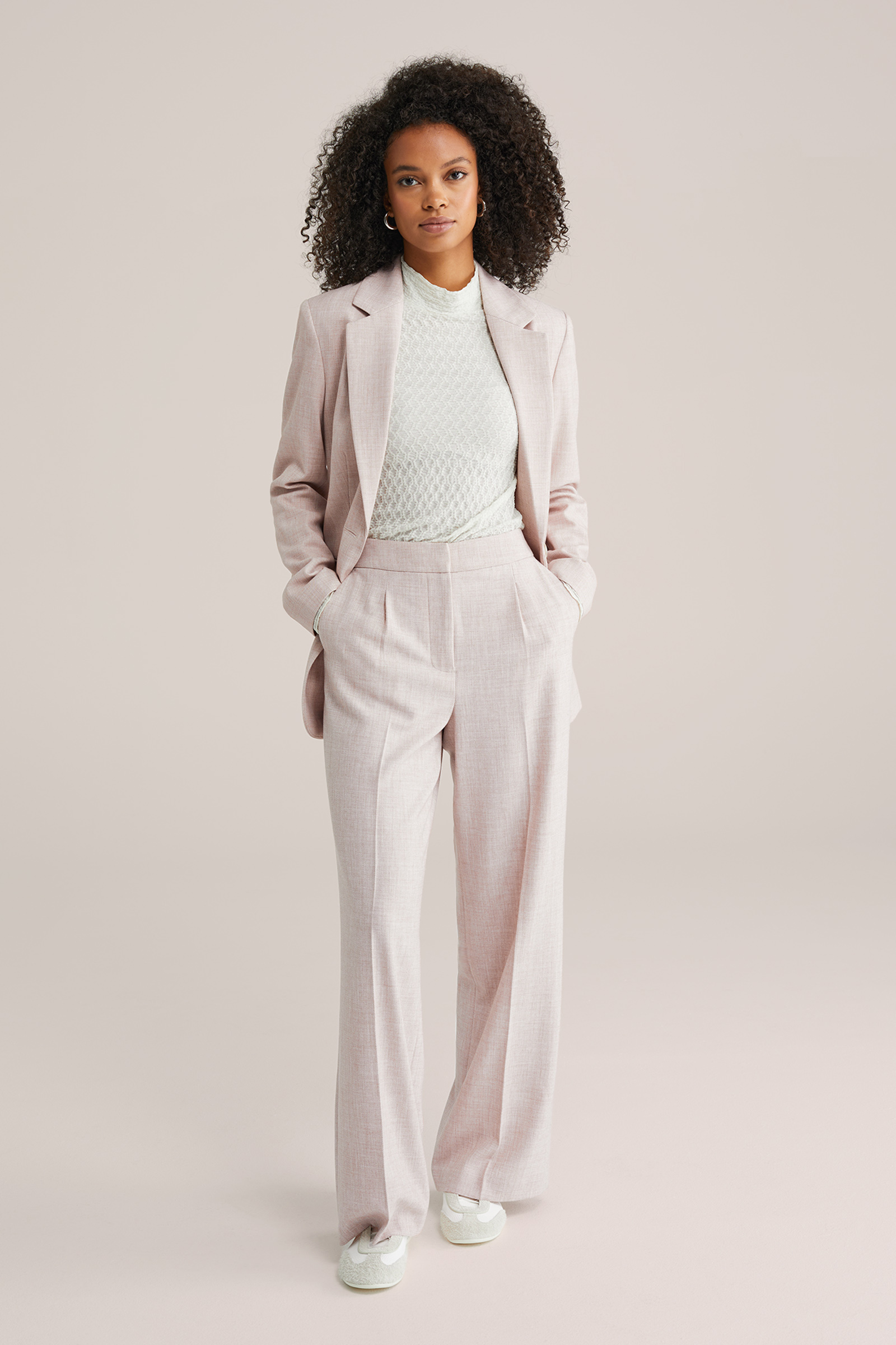 Dames wide leg pantalon met structuur