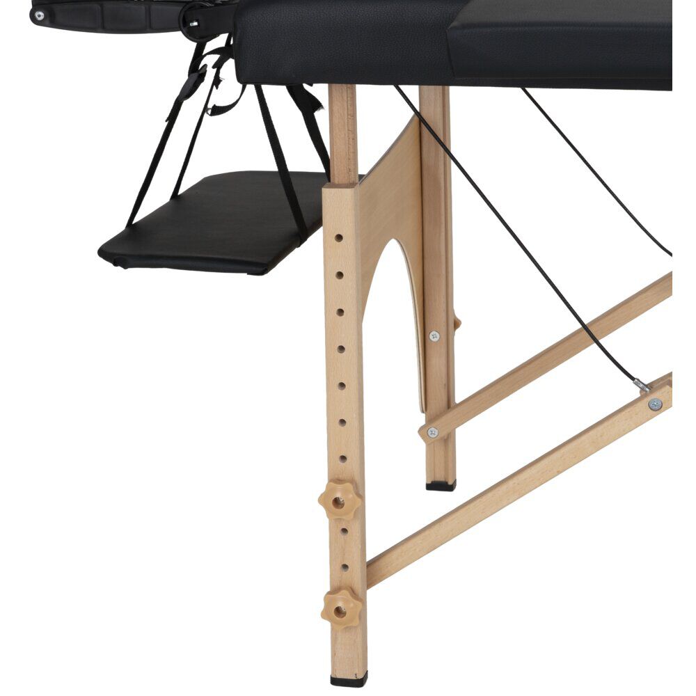 Table de massage pliante bois revêtement simili cuir noir 180x60xH82cm