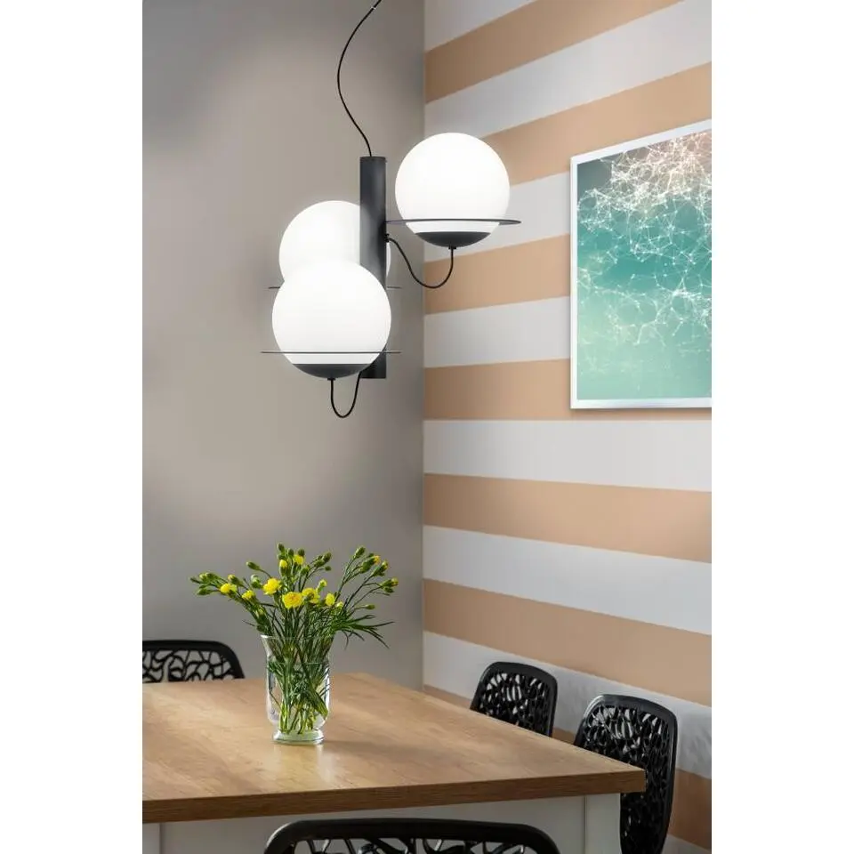 EGLO Sabalete Hanglamp - E27 - Glas - Zwart/Wit