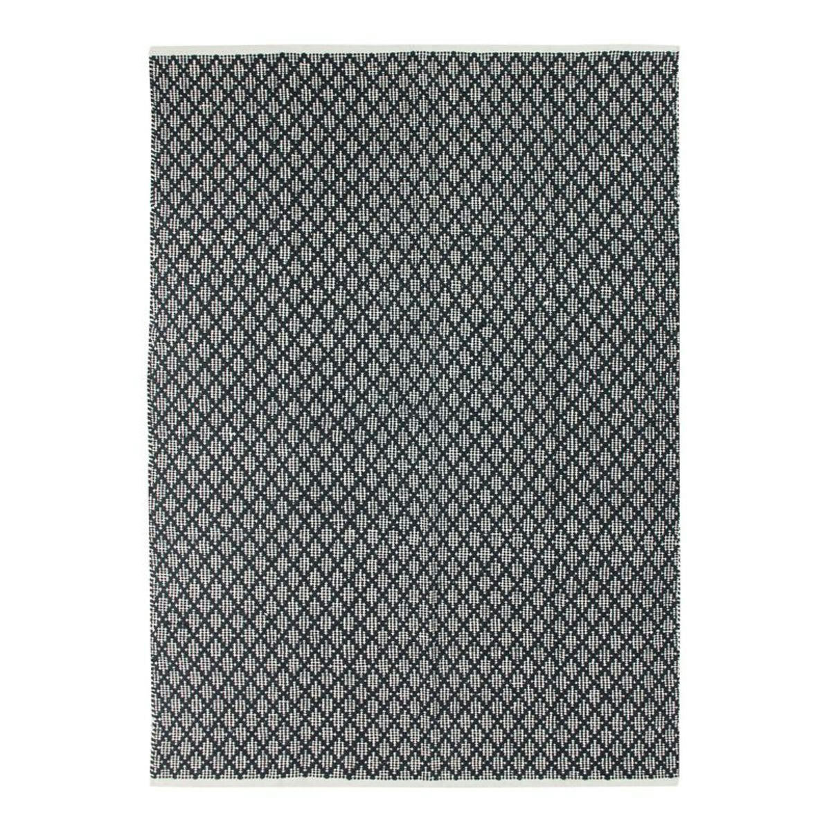 TERRA - Tapis 100% coton blanc/écru-noir 190x290