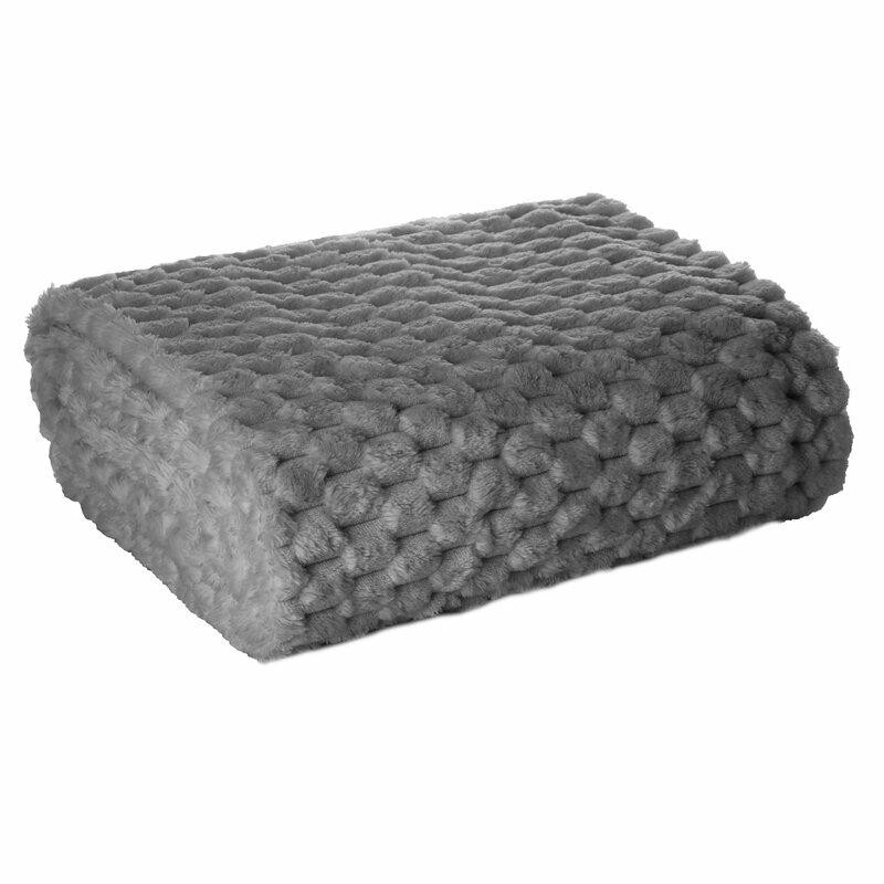 Puszysty koc FLANO 3D stalowy 170x210 cm