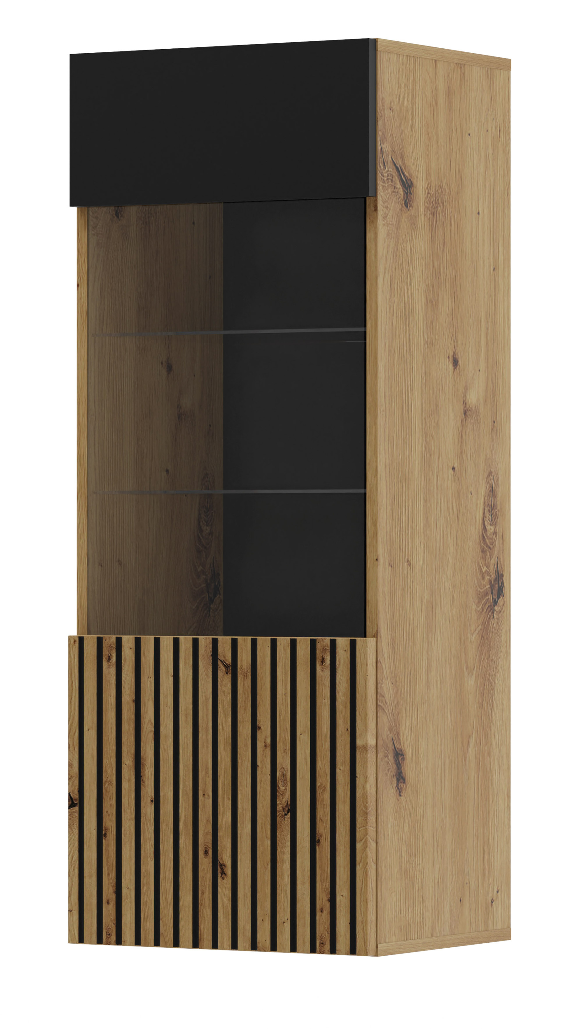 Witryna wisząca AURIS 1D 45 cm dąb artisan / czarny mat