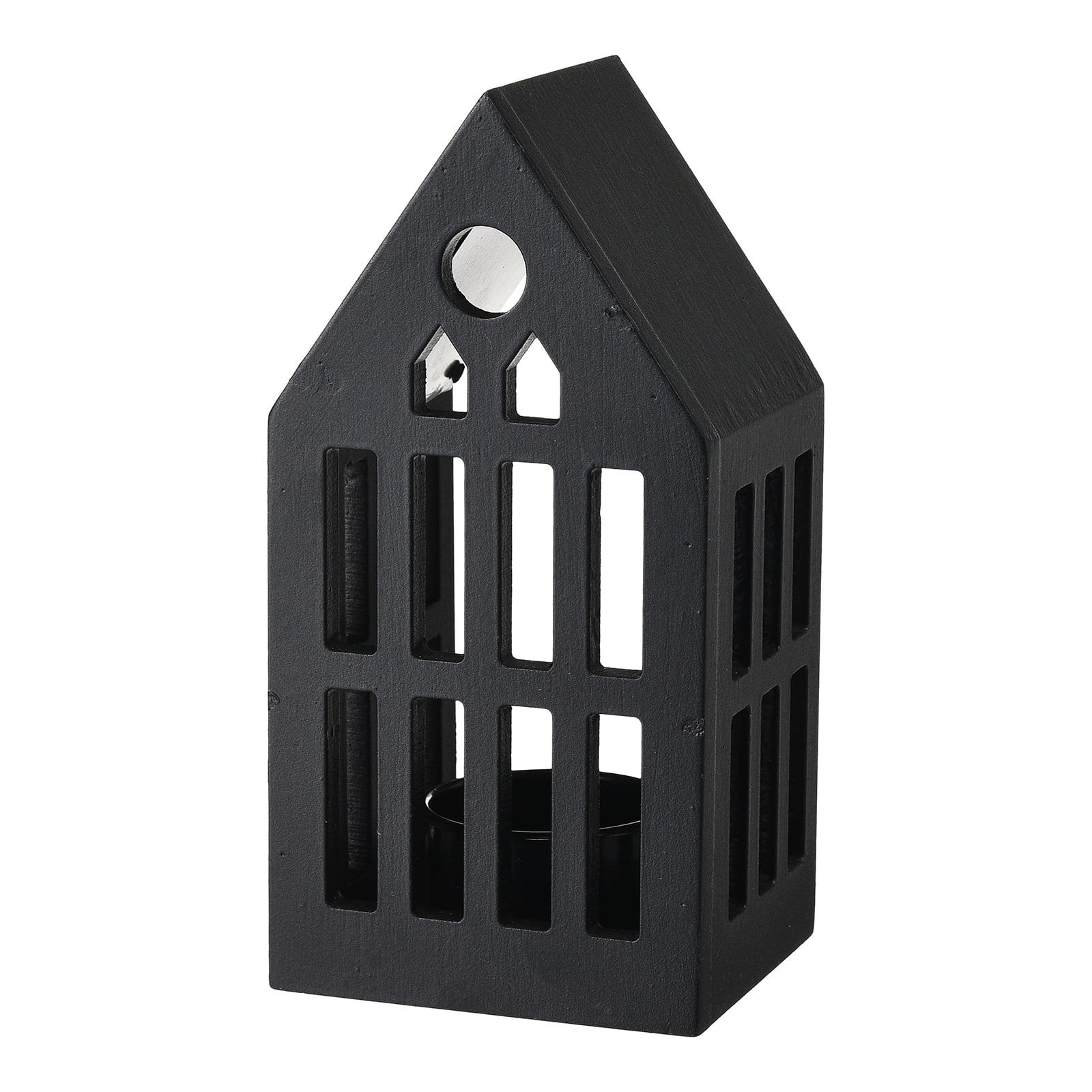 Teelichthalter Haus Schwarz,B 100 x H 150 x T 60 mm