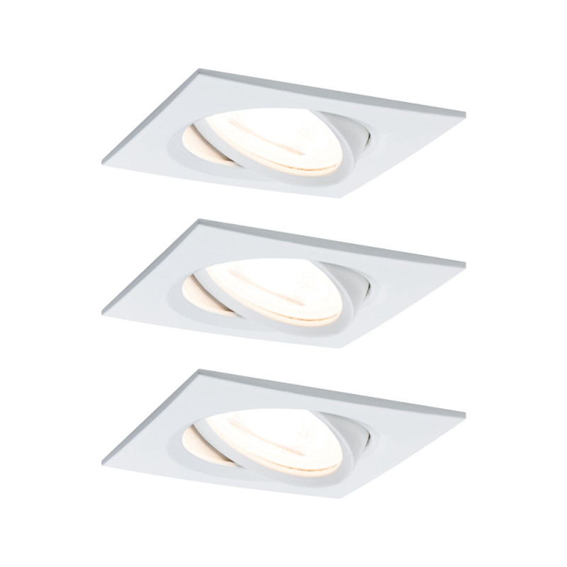 Spot encastrable LED Nova acier brossé GU10 blanc chaud IP23 6,5 W 3 pièces PAULMANN