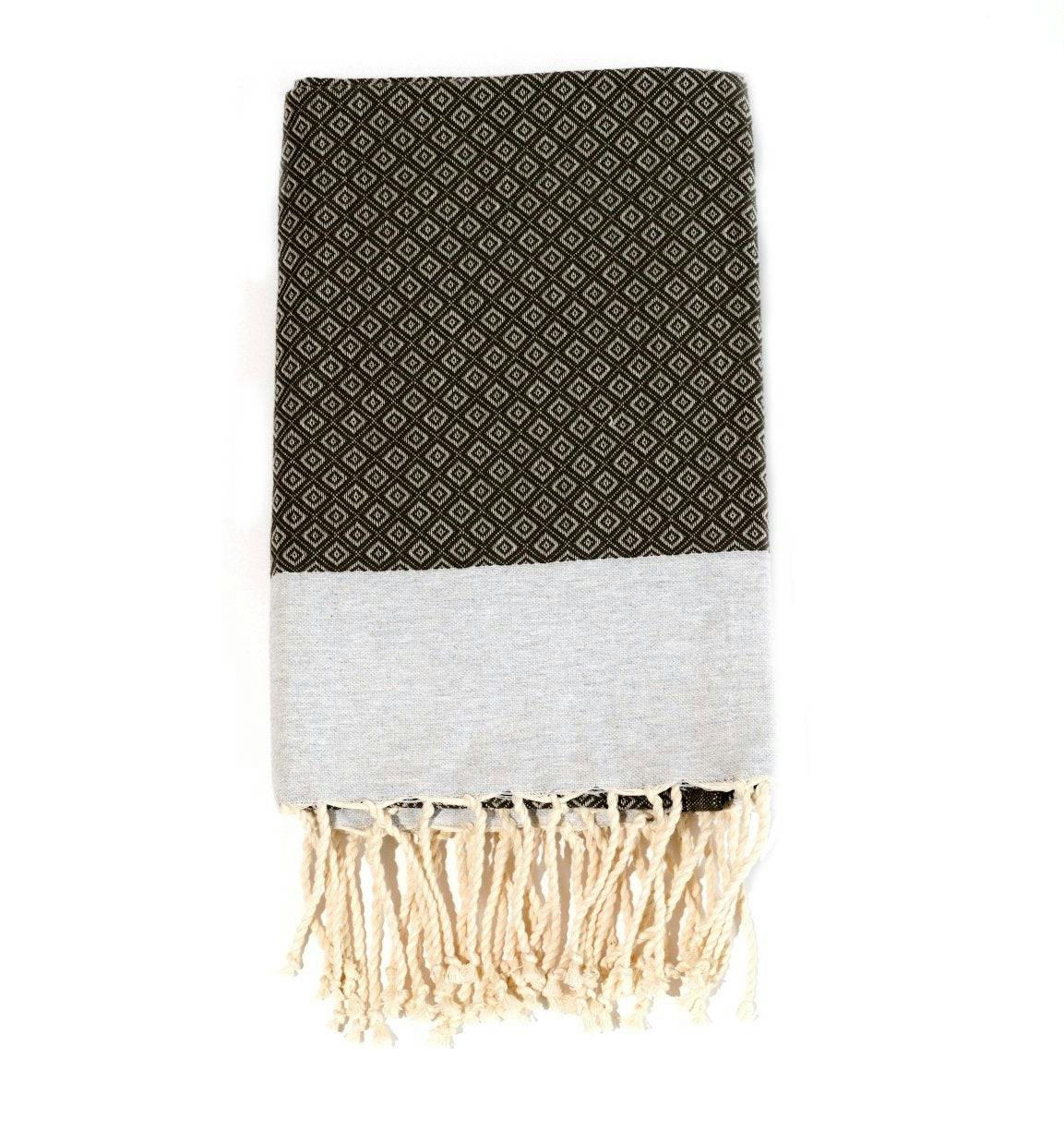 - Fouta en coton 100x200cm gris foncé