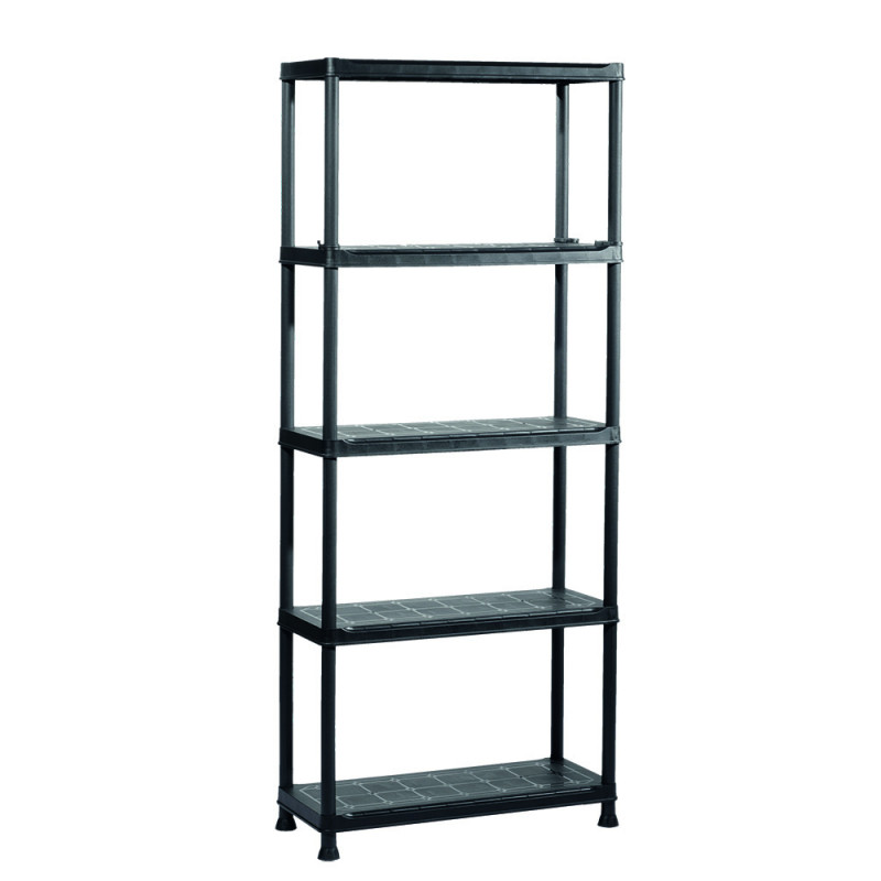 Etagère de rangement en plastique noire 176 x 75 x 32 cm INVENTIV