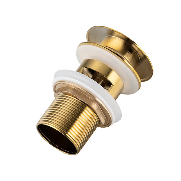 BALNEO - ensemble bonde de lavabo Klik Klak A avec trop-plein dorée   siphon carré doré en laiton - kit pour lavabo