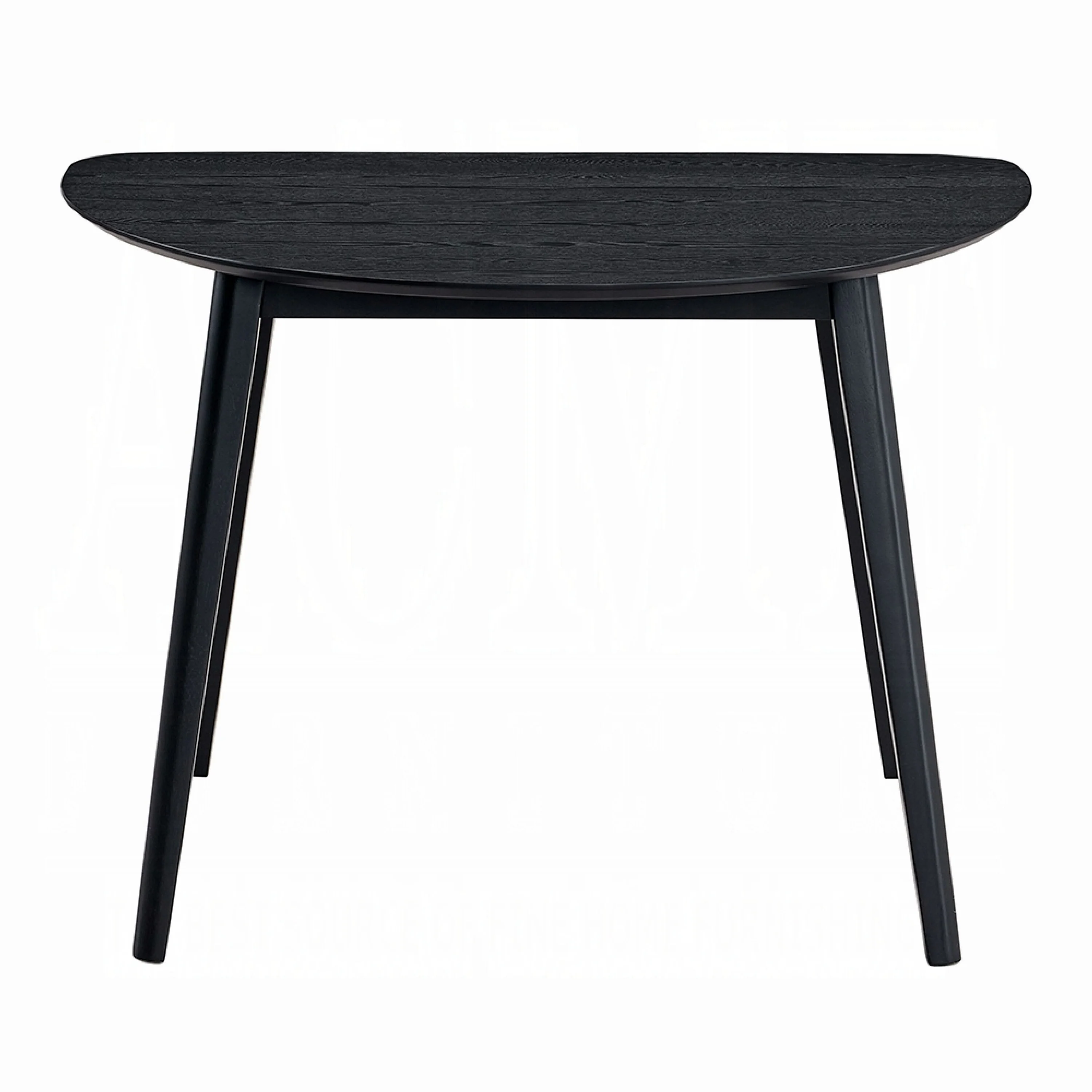 Rory Dining Table, 43 Inch Half Moon Top, Scandinavian Black Wood