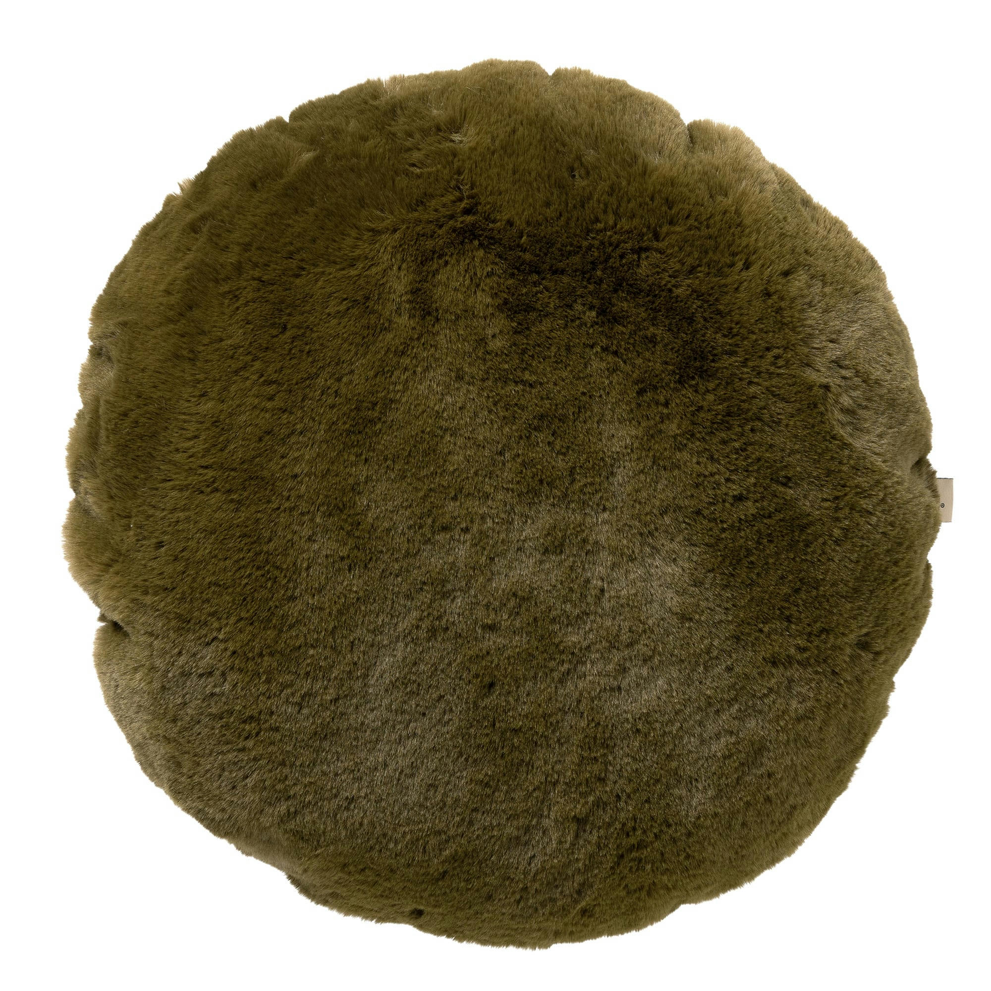 - Coussin rond vert fausse fourrure 45 cm uni