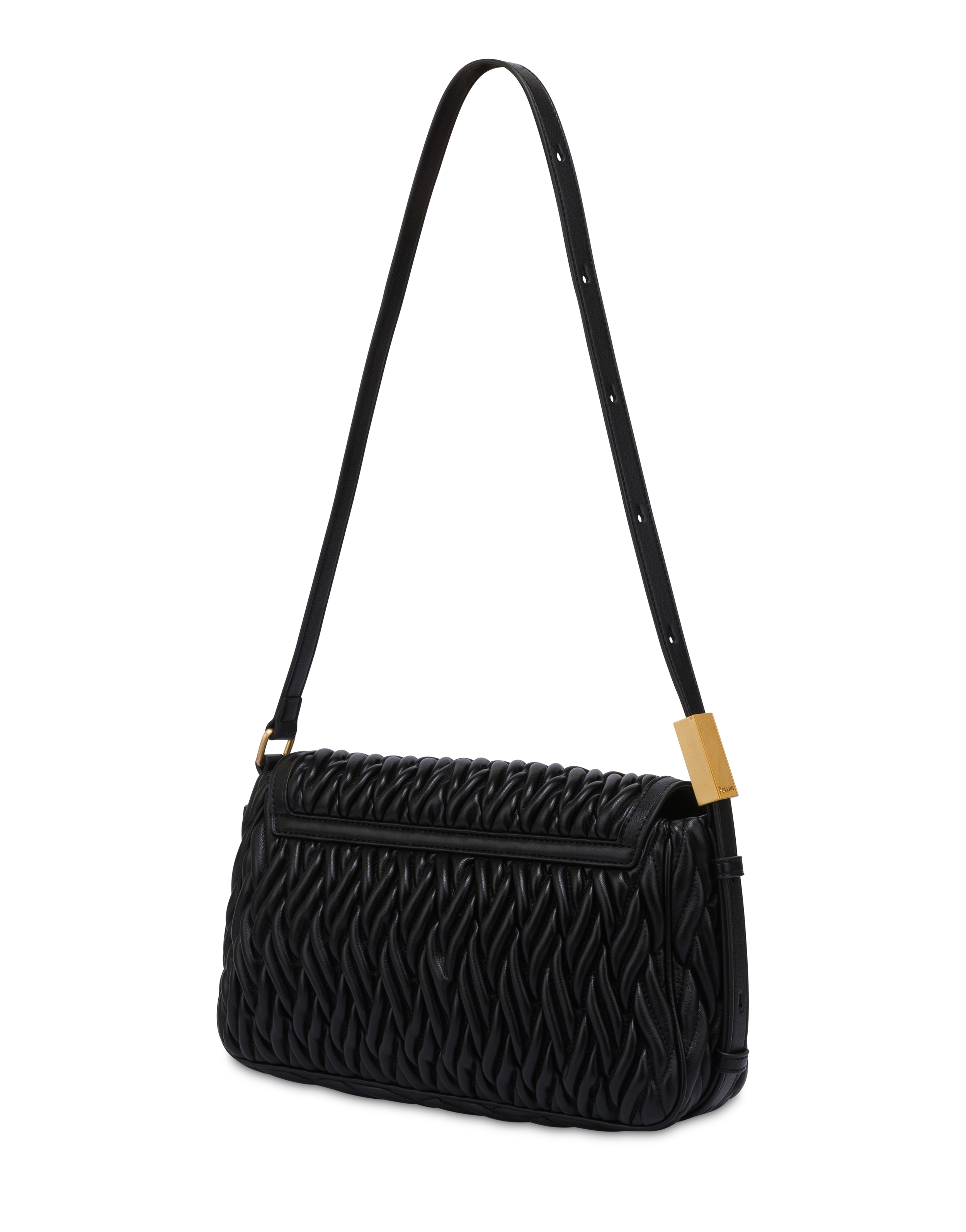 Borsa A Spalla Alba In Quilted Pu E Soft Pu Nero/nero