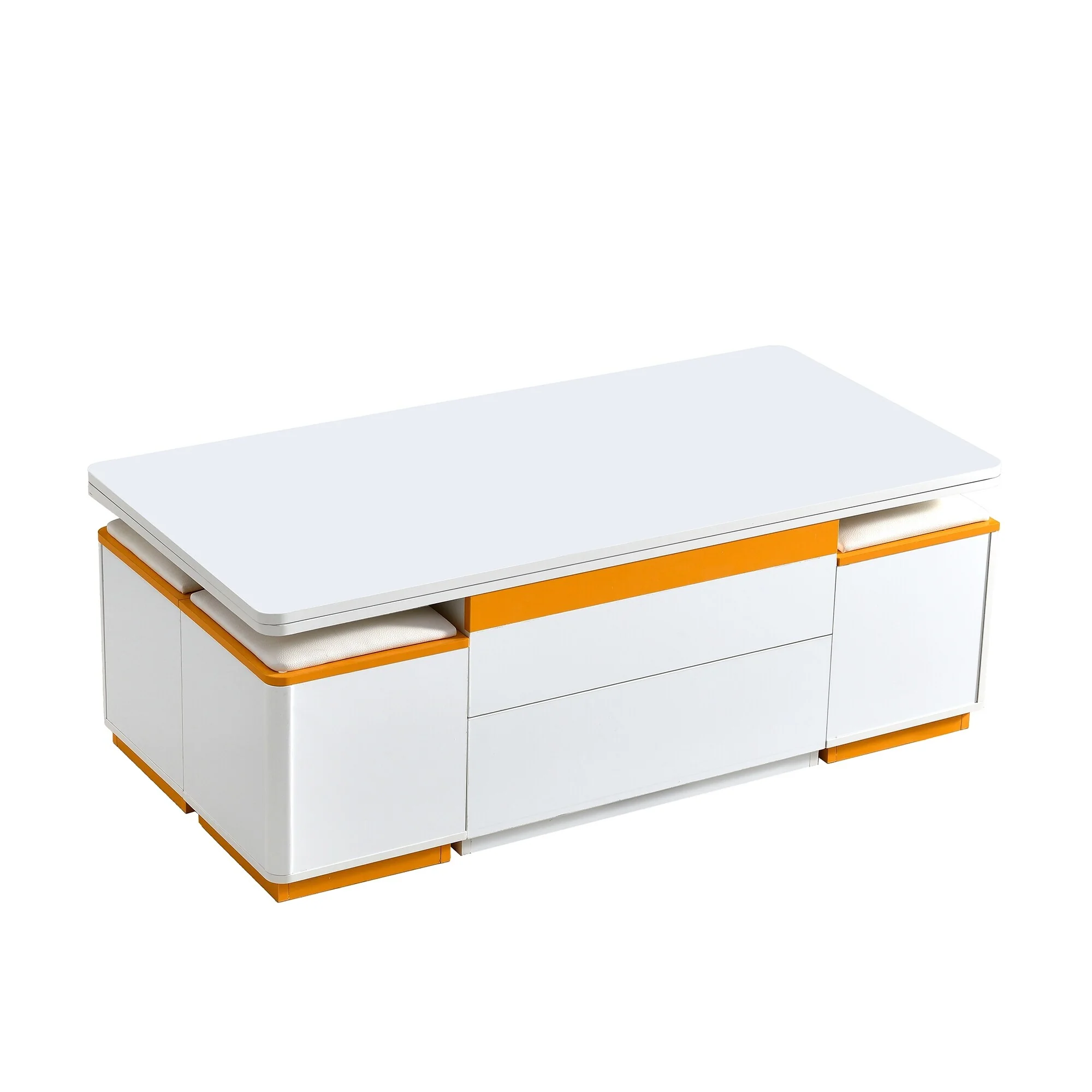 Lift Top Coffee Table with Four Storage Stools Foldable Top and Adjustable Design for Living Room Use