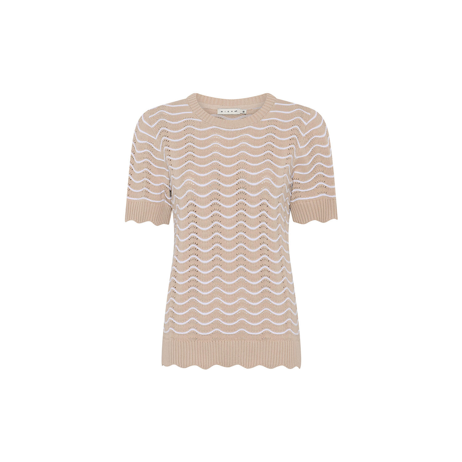 Basic Cotton Wave Knit, white/sand stripe