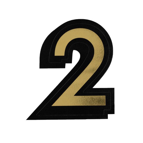 Black and Gold Vinyl Number 2 Sticker 5cm