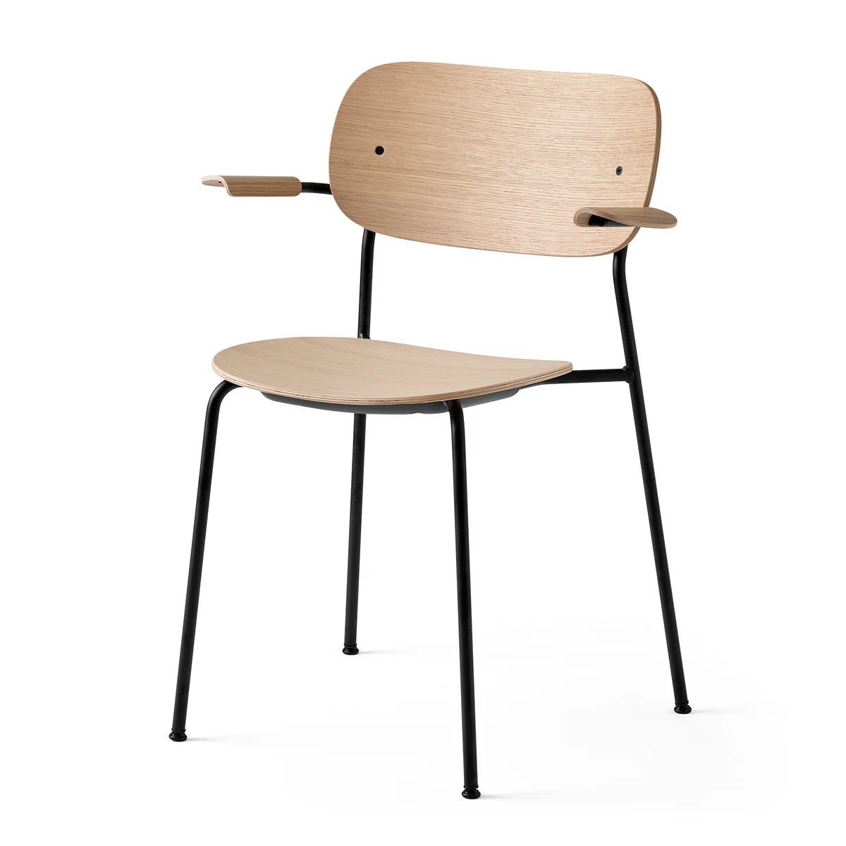 Audo - Co Dining Chair mit Armlehnen, schwarz / Eiche natur