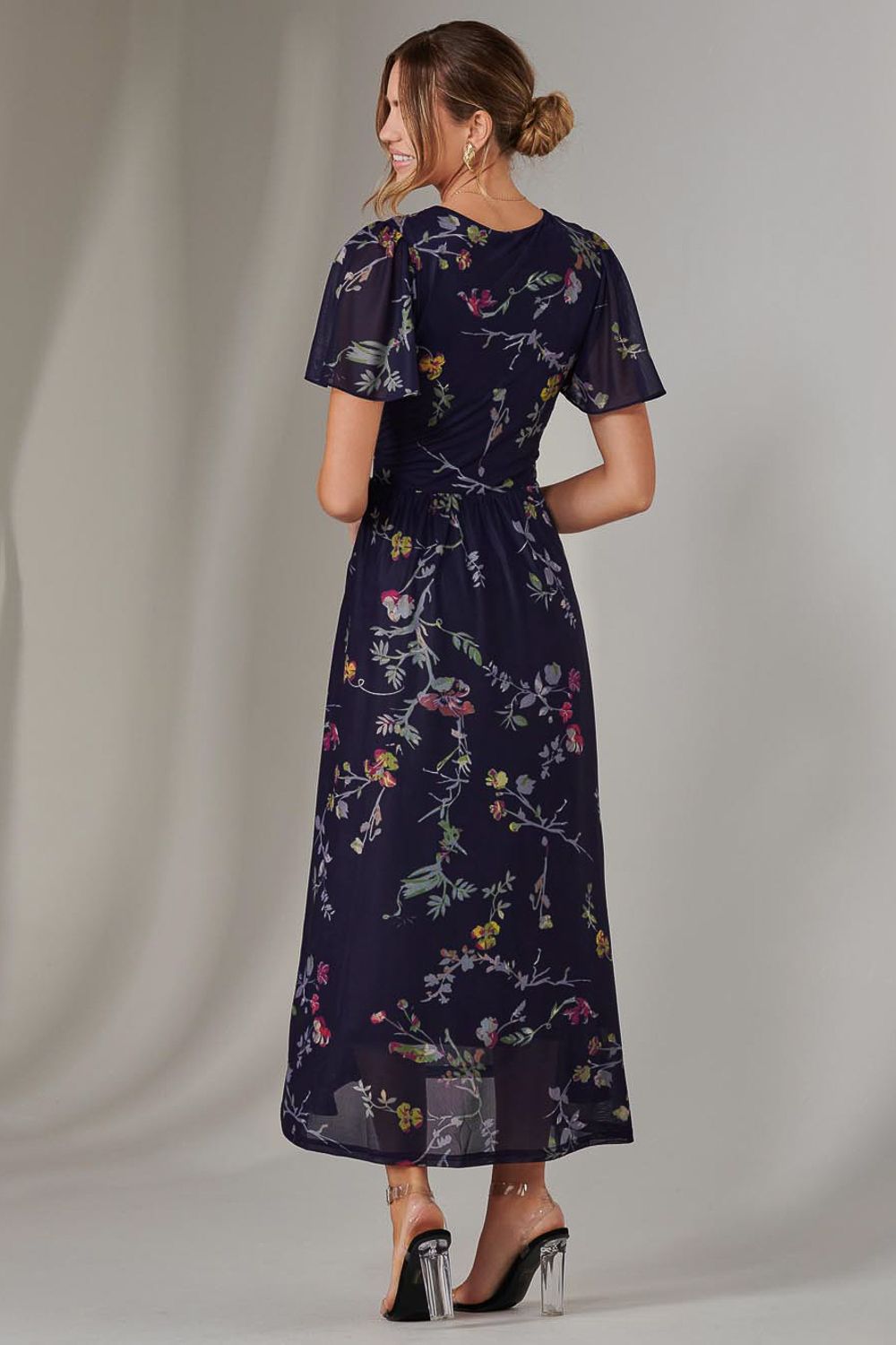 Jolie Moi Mesh Short Sleeve Midaxi Dress