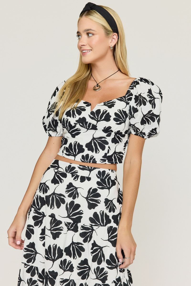 Cindy Leaf Print Top