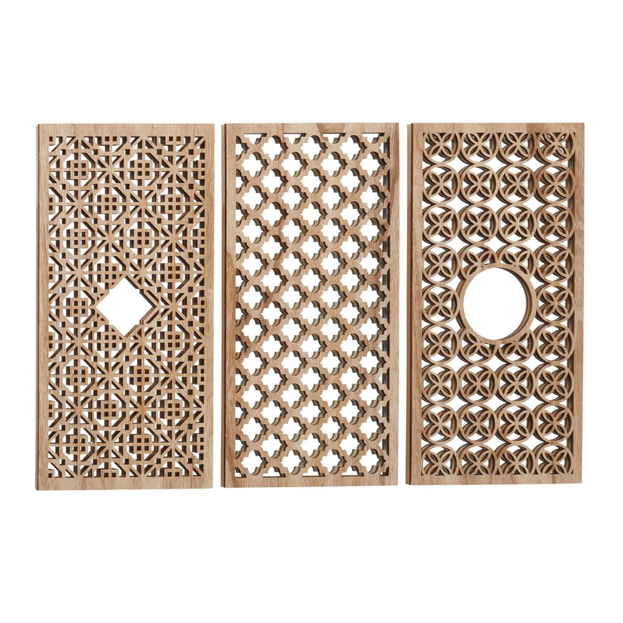 - Set de 3 miroirs orientaux bois rectangulaires 60x30x1.5cm