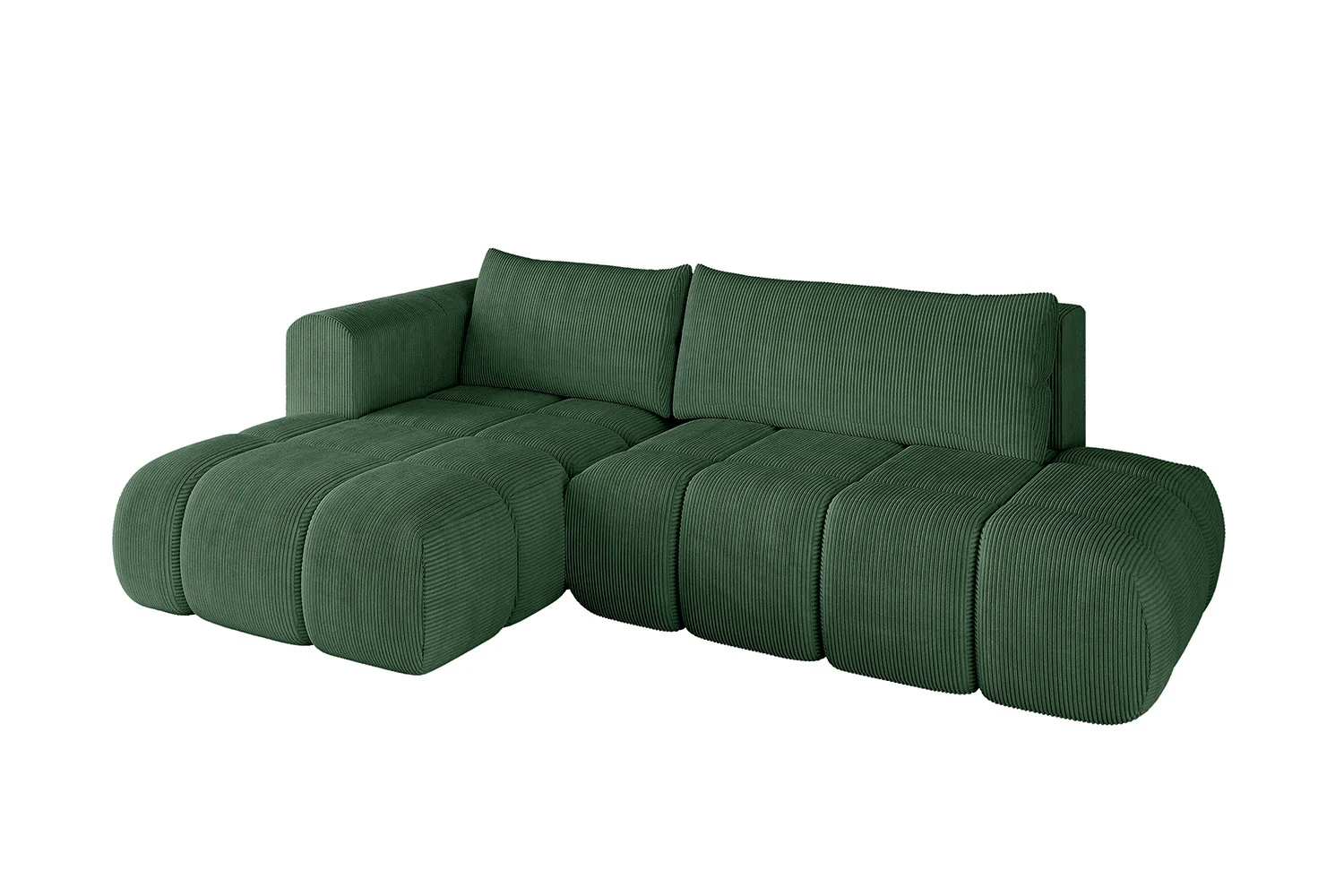 Narożnik lewostronny z funkcją spania CLOUD-L 280x185x90 cm Zielony