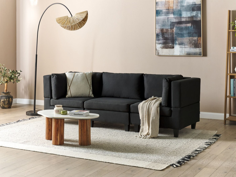 Sofa modułowa tapicerowana 3-osobowa czarna